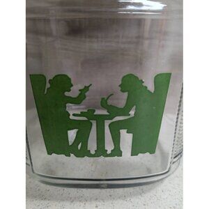 Vintage Anchor Hocking Green Tavern Silhouette Colonial Dressed Tavern Glass Jar